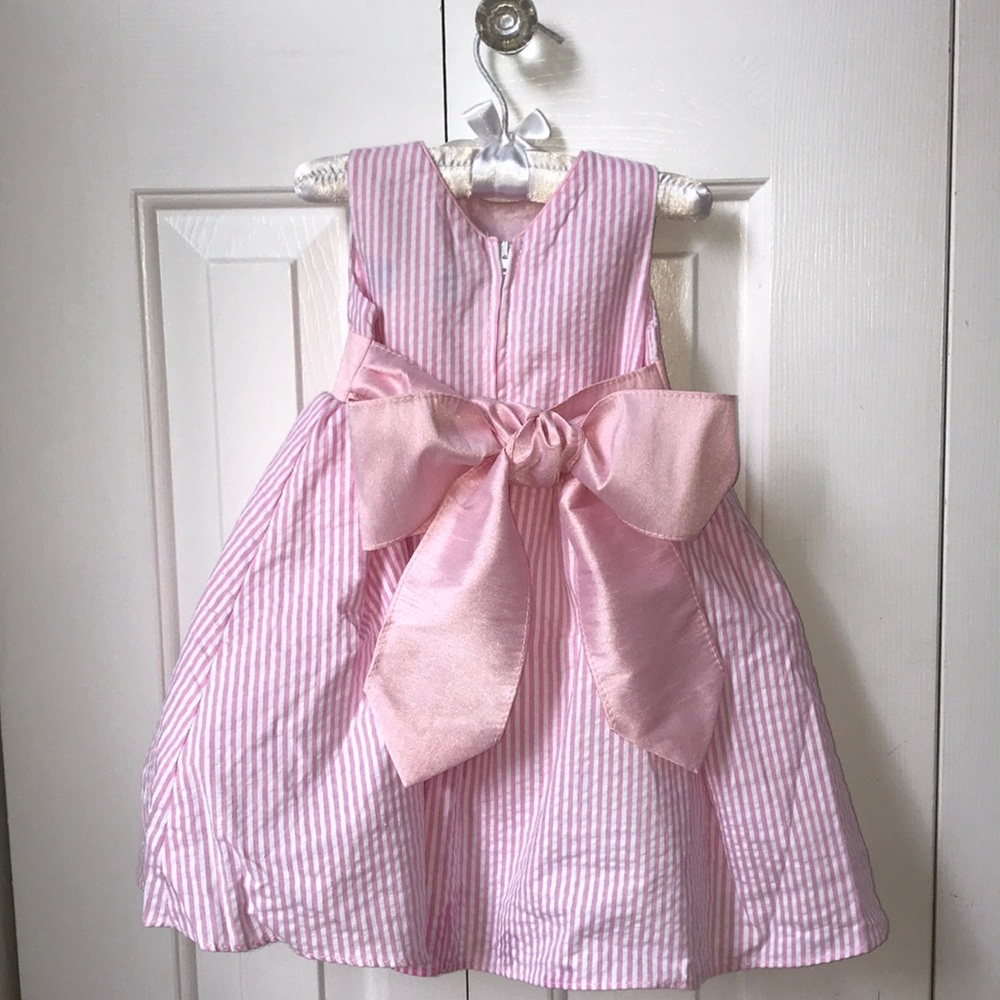 Pink Seersucker Dress with Bow 🎀